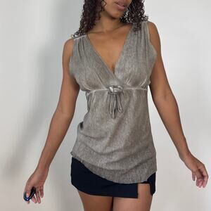 Vintage Euro Mesh Ring-Detail Wrap Tank (M/L)
